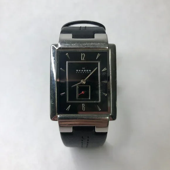 Skagen  Activ Square Watch, Black Original Leather Band, VTG, Denmark Skagen | Accessories | Skagen Denmark Black Leather Strap  main image 3